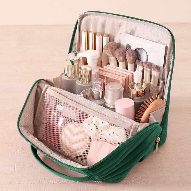 럽멜로 소프트 퀼팅 대용량 화장품 파우치