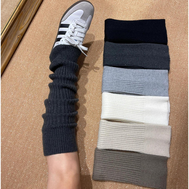 젬버트 여성 따뜻한 슬림핏 골지 울 니트 롱 레그워머