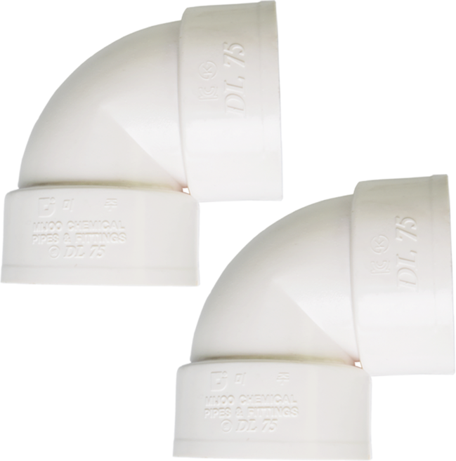 PVC 90도 엘보 VG2 부속, 2개