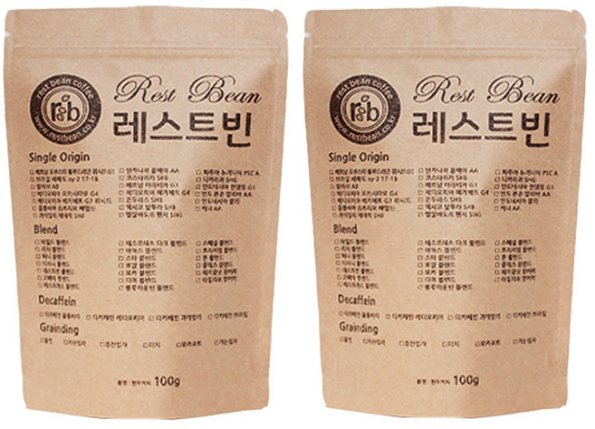 100g+100g 원두커피 홀빈(원두콩), 100g, 2개, 홀빈(분쇄안함), 에티오피아 시다모G4