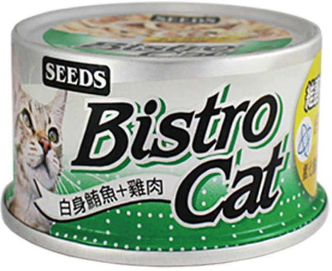 Bistro Cat 特級銀罐 80g 貓咪濕糧, 白身鮪魚+雞肉, 1個