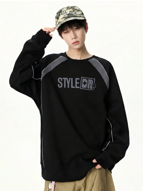 스타일닥터 남녀공용 오버핏 나그랑 배색 캐주얼 긴팔 맨투맨