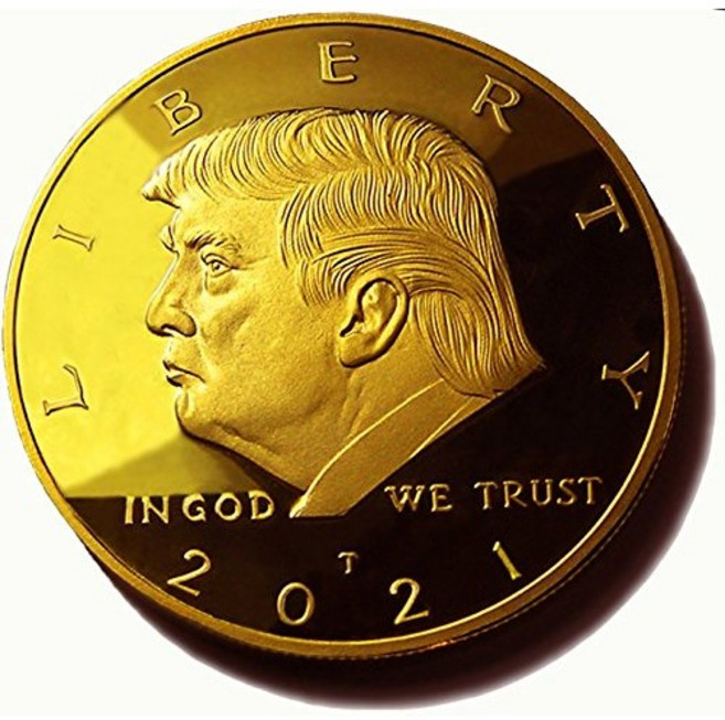 2021 미국 위대한 도널드 트럼프 금화 유지 | 공식 눈송이 감지기/크립토나이트 | 2020년 승리 및 2021년 취임식을 위한 도약 | 24K 금도금 메달리온 스탠드 및 디스플레이 케이스