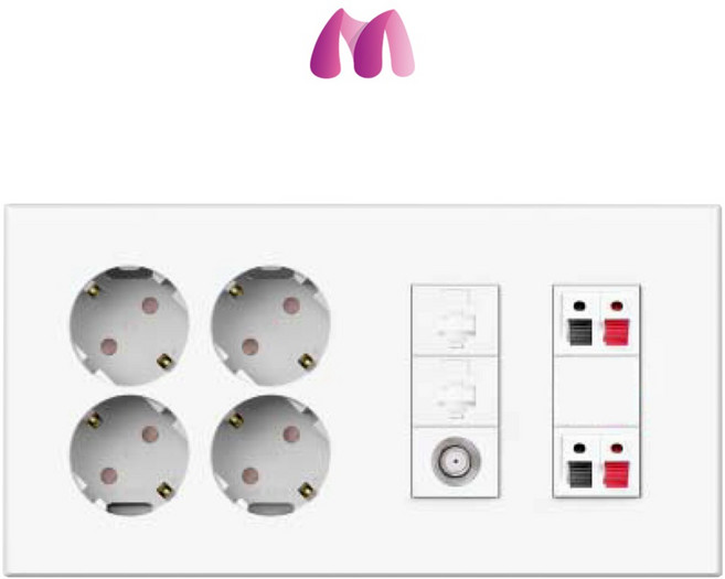 틸인스 화이트 4구 콘센트 + TV 2방 + 8p 2구 + 스피커잭 2구