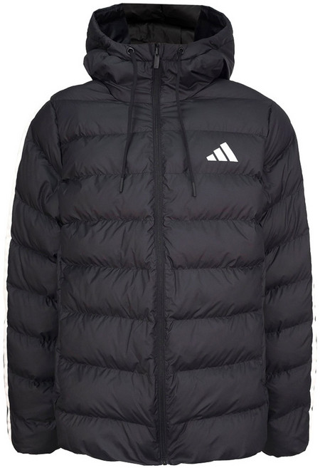 아디다스 남성 3S 스트라이프 디테일 후드 숏 패딩 자켓 JM8355