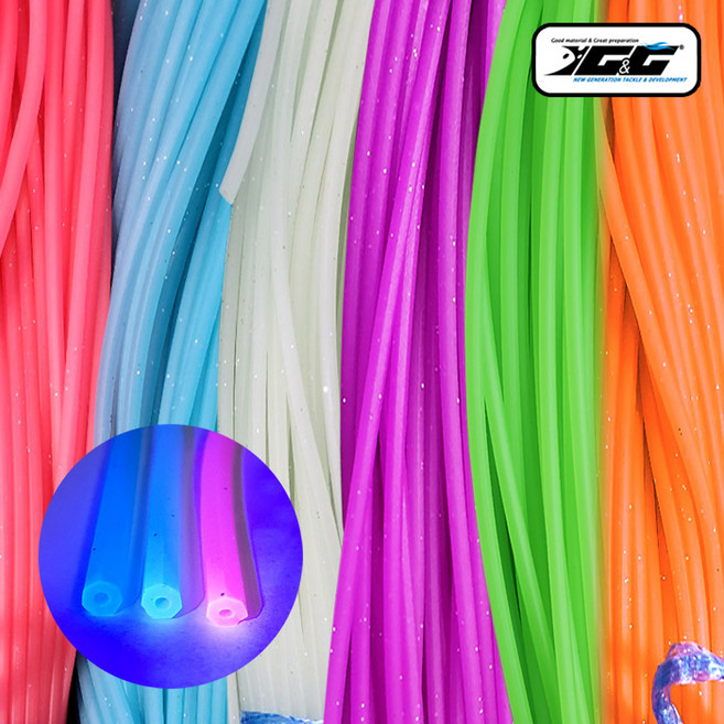 쯔리메이진 칠각장축(고축광) 튜브 / 갈치 칼치 고무 호스 선상 낚시 채비 소품, 블루