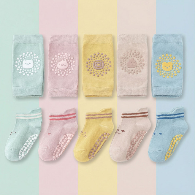 아기 유아 걸음마 무릎 보호대 양말 세트