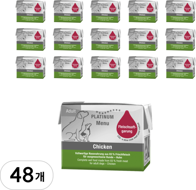 플래티넘 중대형견 전용 메뉴 이베리코 플러스 칠면조 습식사료 쿠킹메뉴팩, 닭, 90g, 48개