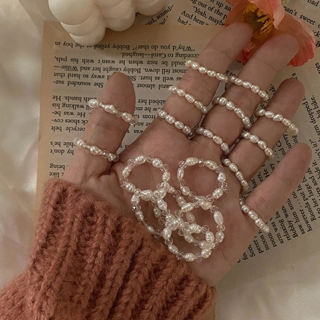 비즈 구슬 반지 투타입 진주 여성 심플 데일리룩 포인트 패션 주얼리