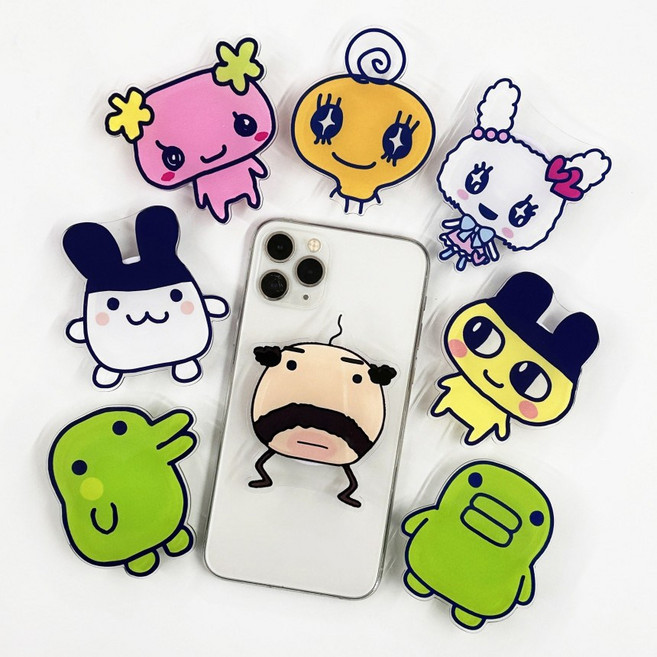 다마고치 마스코트 마메치 플라워치 메메치 빅 레진 부착형 그립톡 스마트톡 (데이데이), 1개, 7.구치파치(정면)