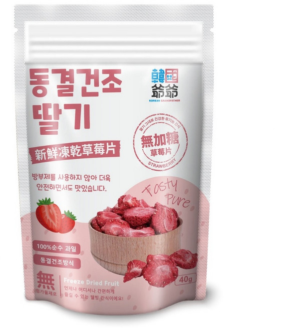 韓國家爺爺 草莓凍乾片 無添加糖, 40g, 1個