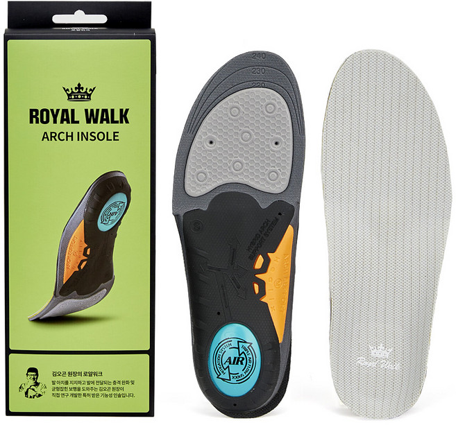 김오곤원장 로얄워크 만보깔창 운동화용/구두용_족저근막 깔창_아치깔창 기능성 인솔 평발깔창, 운동화용(스포츠), 1개