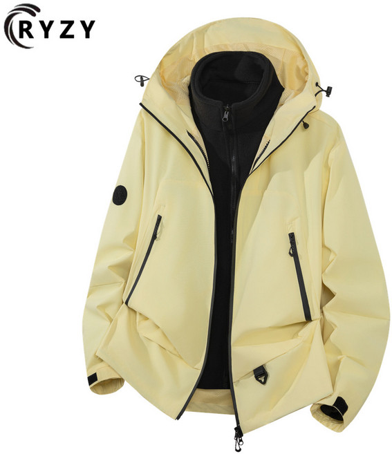 RYZY品牌 三合一衝鋒衣 大尺碼防水防風工裝外套 可拆卸保暖滑雪外套