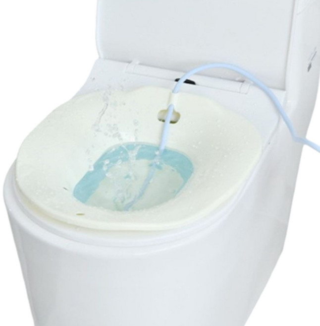 셀프 변기설치 좌욕기 수동 실리콘 버블좌욕기 하늘색 임산부 치질 치루