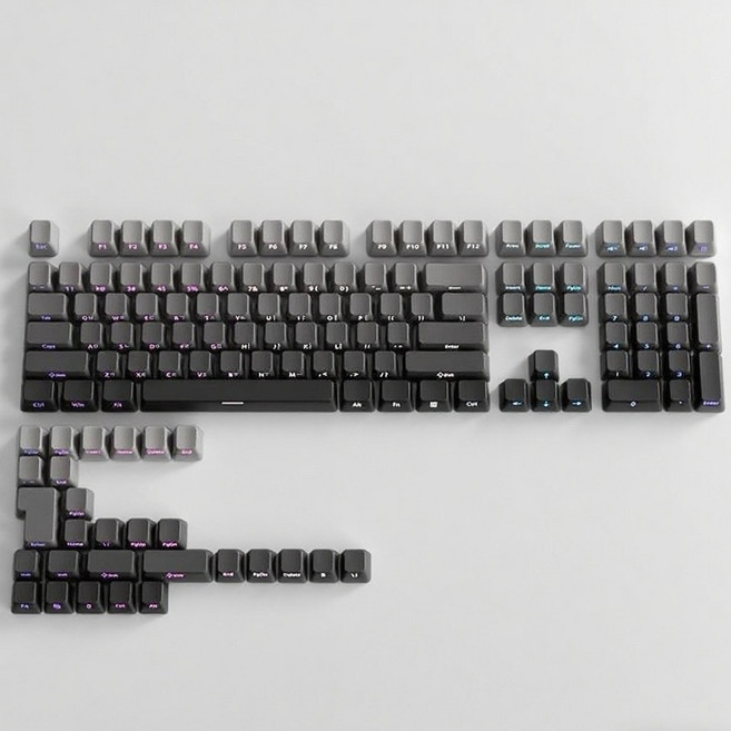 스마트박스 VELOKEY 베로키 한글 체리프로파일높이 키캡 측면각인 투광 그라데이션 기계식 키보드 커스텀 키캡, 한글 측면각인 투광 키캡, 블랙그레이 그라데이션