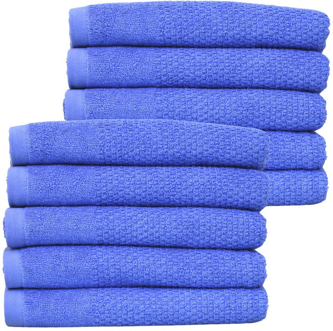 천마물산 사우나 헬스 업소용 엠보 타올 세면 수건 110g 36x78cm, 10개, 청색