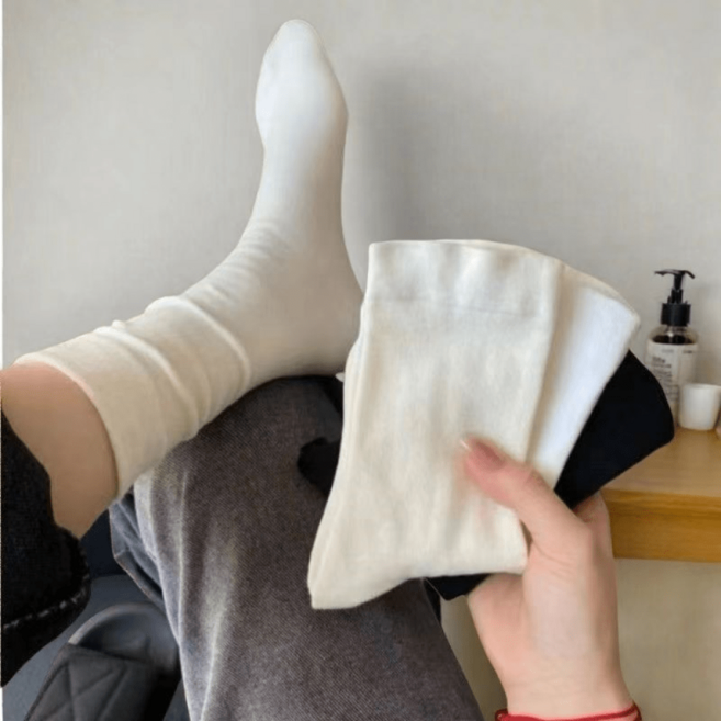 여성용 베이직 중목 루즈 양말 가벼운 통기성 데일리