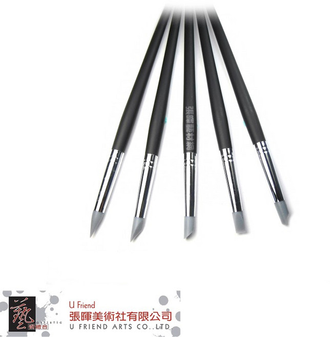U Friend 中型矽膠筆組 黑桿灰頭/5入, 1個