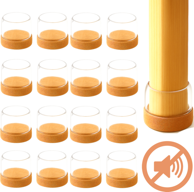 스마일플로우 평화로운 층간 소음 방지 긁힘 없는 의자 발커버, 브라운, 16개