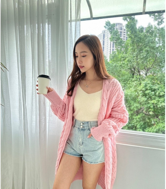 JinG 麻花針織長版外套