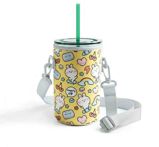 그란데 빅 사이즈 물통 전용 네오플렌 텀블러 파우치 가방, 1개, 옐로우버니