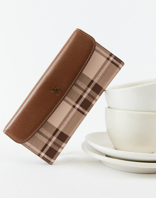 24FW [스테디셀러] 버건디 체크 가죽 장지갑 WIWA4F700D2