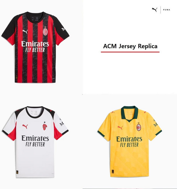 [국내백화점] 푸마 ACM 25/26시즌 홈 어웨이 써드 져지 레플리카 유니폼 779962 - 01 779971 02 779979 03