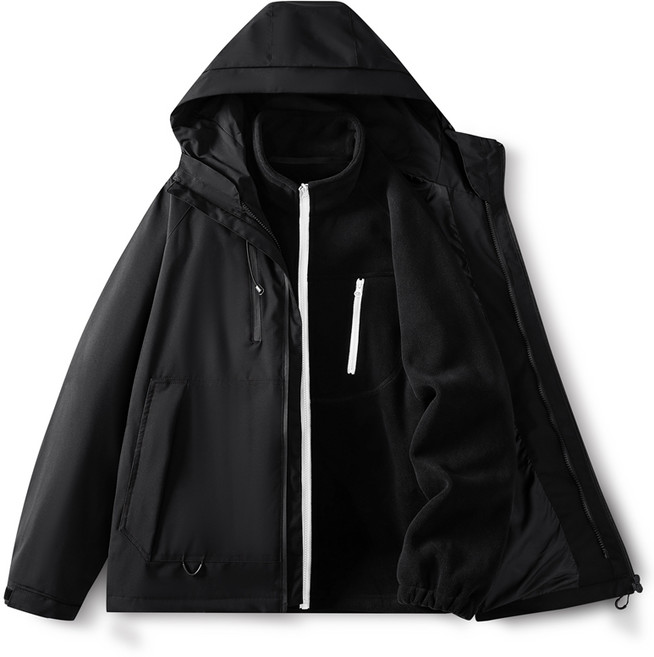 大尺碼情侶衝鋒衣 三合一防風防水保暖登山外套 可拆卸內膽