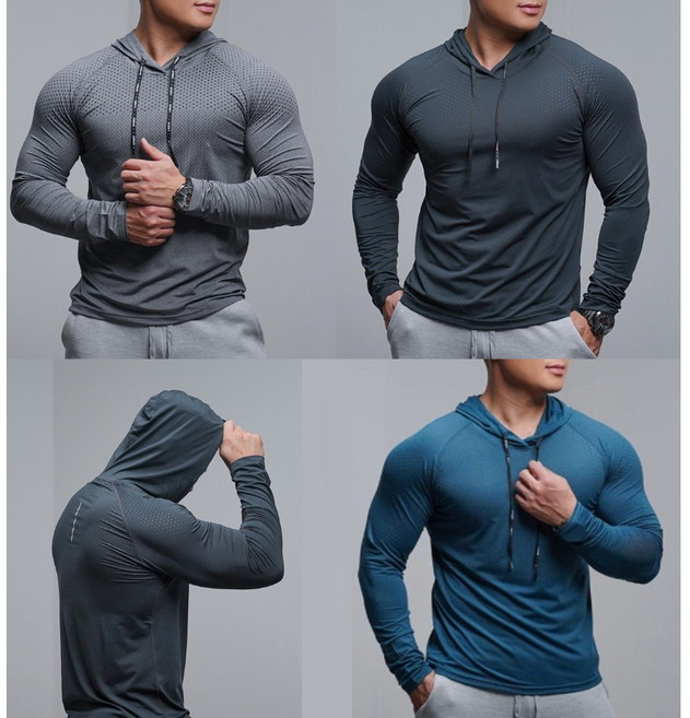 머슬핏 후드 티셔츠