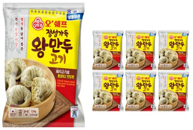 오뚜기 오쉐프 왕만두 고기 1.3kg 1박스(6개), 6개