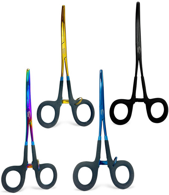 소닉스 낚시 포셉집게 곡선형 EVA 티타늄 코팅 스테인레스 피싱집게 무지개 포셉 가위 물고기집게 바늘빼기 훅리무버 포셉가위 낚시바늘제거 루어낚시 낚시용품, 골드 Gold, 1개