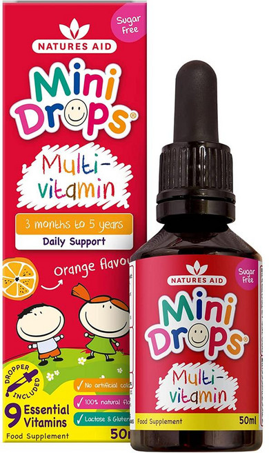 영국 네이처스 에이드 natures aid MultiVitamin 유아 어린이 멀티비타민 드롭스 오렌지맛, 5개, 50ml