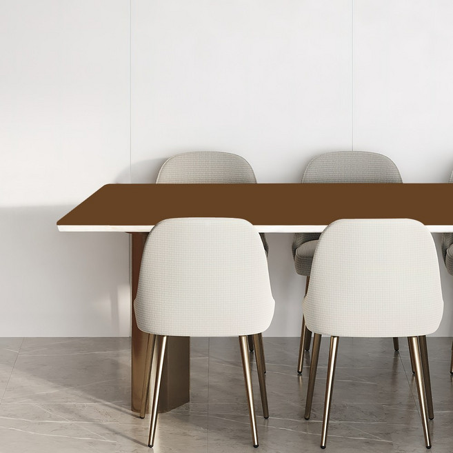 어나더 양면 가죽 방수 식탁보 모서리라운딩5mm, 아이보리 + 브라운, 80 x 160 cm, 1개