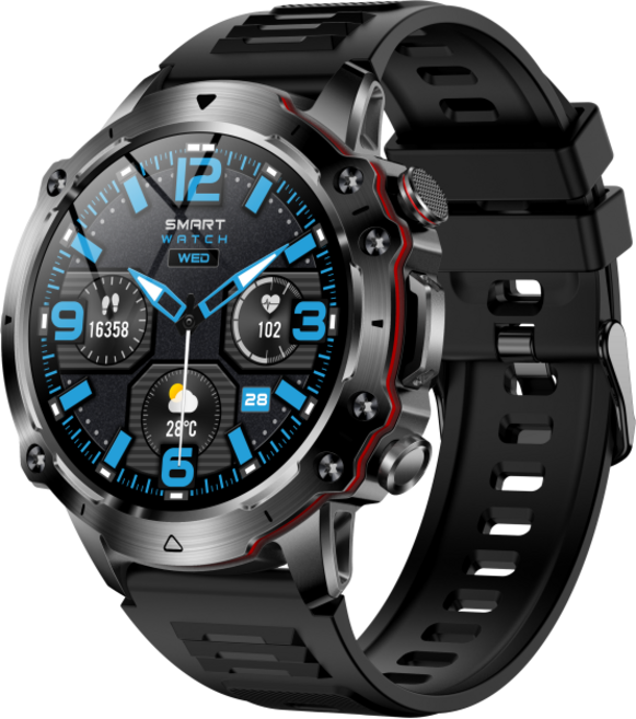 HTYVC 다기능 블루투스 스마트워치 블루투스 스마트 워치 스포츠워치블루투스통화 남녀 공용 IP68 방수, B-HZ63-black