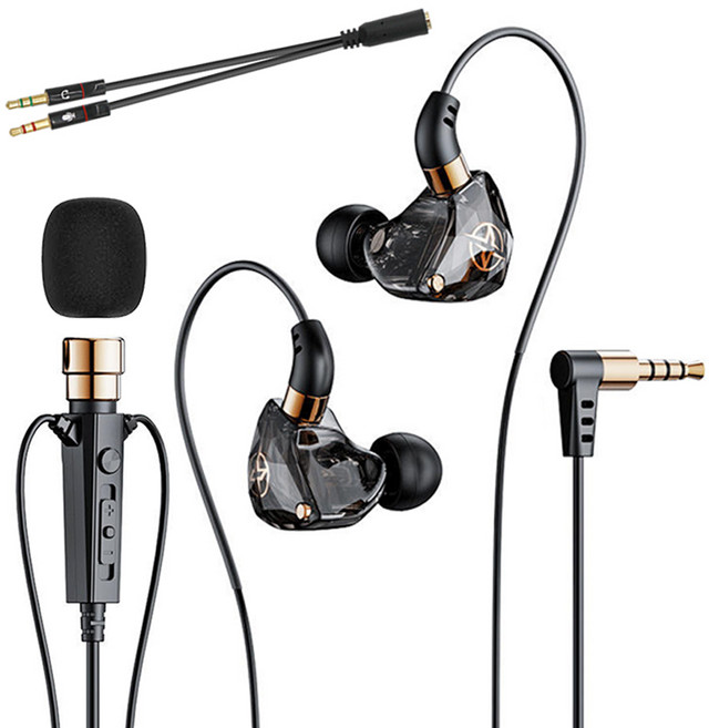 디보이스 DEM-M4L 3M 케이블 고음질 고감도 4극 마이크 이어폰 PC 게이밍 음악감상, 블랙