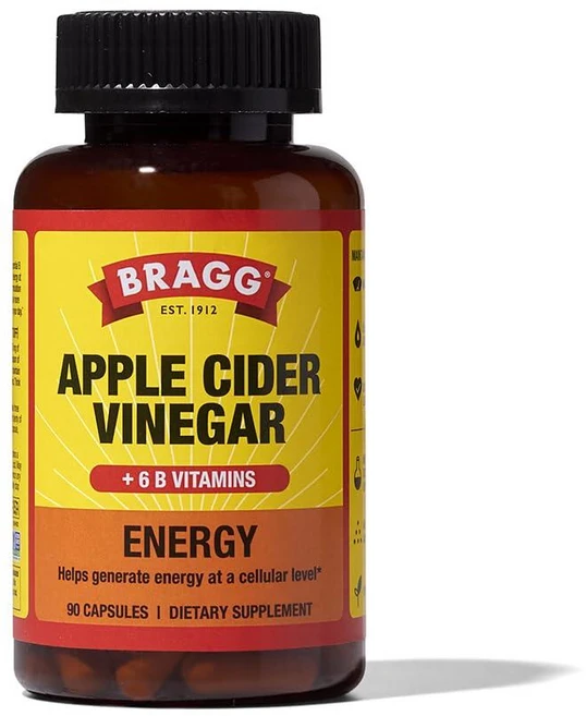 프리바이오틱스 소화 비타민 B가 함유된 브래그 에너지 사 사이다 식초 캡슐 90캡슐 수준에서 생성에, 90 Count (Pack of 1), 90정 - 쿠팡