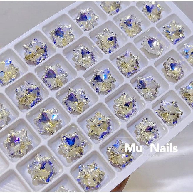 冰晶雪花美甲鑽 尖底異型水晶鑽, 1個, 藍雪光 - 10顆