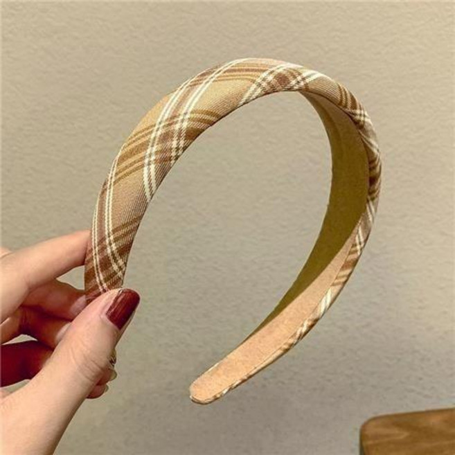 日系復古條紋格子髮箍寬邊頭箍女簡約百搭秋冬髮飾