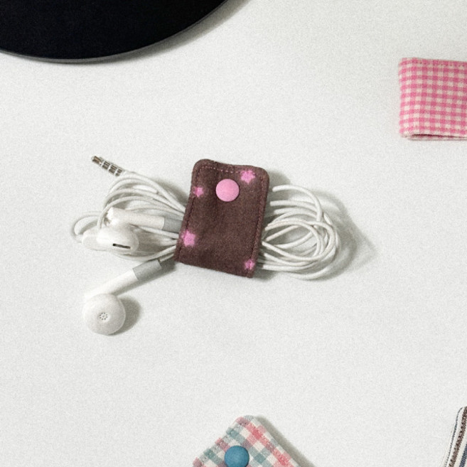 케이블 이어폰 줄감개 선정리 홀더, 핑크별