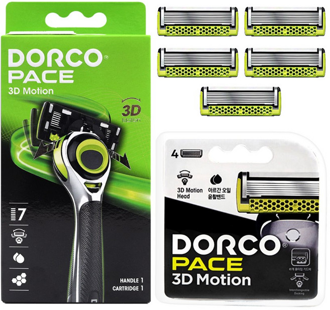 도루코_페이스 3D모션 7중날 면도기세트 (핸들+날5p), 1세트, 면도기 + 면도날 5p