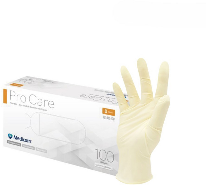 메디컴 프로케어 의료용 라텍스 장갑 100매, 100개, 중(M), 아이보리