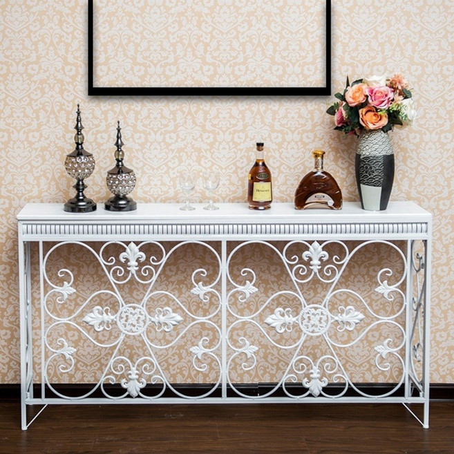 엔틱 벽 사이드 테이블 철제 콘솔 선반 슬림 좁고 긴 벽 좁은공간 틈새 북유럽풍 탁자, B.90x24x80cm