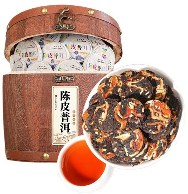 운남성 찹쌀과 건귤껍질 구운 구수한 보이차 숙차, 1박스, 500g