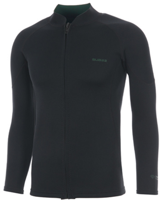 서브22 다이빙 서핑 1.5mm 네오플랜 남성 롱 슬리브 자켓, 블랙