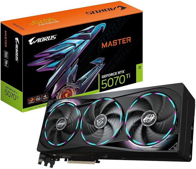 기가바이트 AORUS GeForce RTX 5070 Ti 마스터 16G 그래픽 카드 - 16GB GDDR7 256비트 PCI-E 5 0 2670MHz 코어 클럭 DP 2