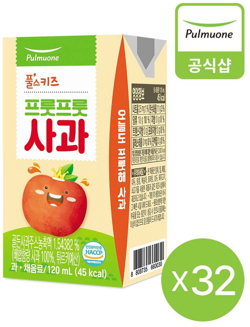 풀무원 풀스키즈 프룻프룻 사과주스 (120ml)X32개, 120ml, 32개