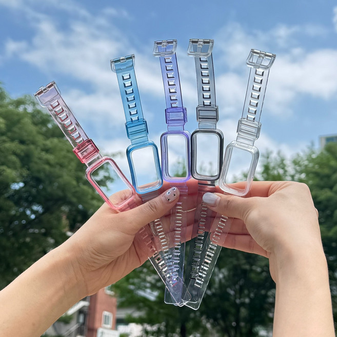 샤오미 미밴드9 액티브 투명 젤리 스트랩 TPU 스포츠 루프 밴드 줄, 1개