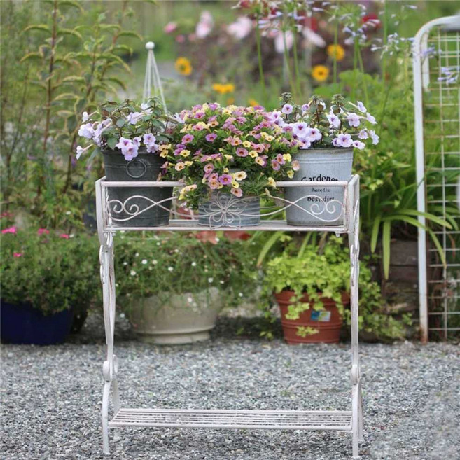 빈티지 철제 화분 선반 장식 정리대 받침대 베란다 A