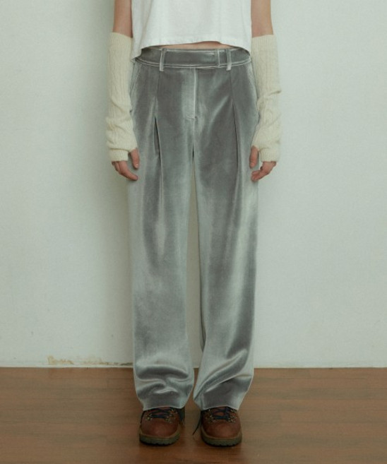 [국내정품] 오버듀플레어 VELVET LOW WIDE PANTS_SILVER 103502