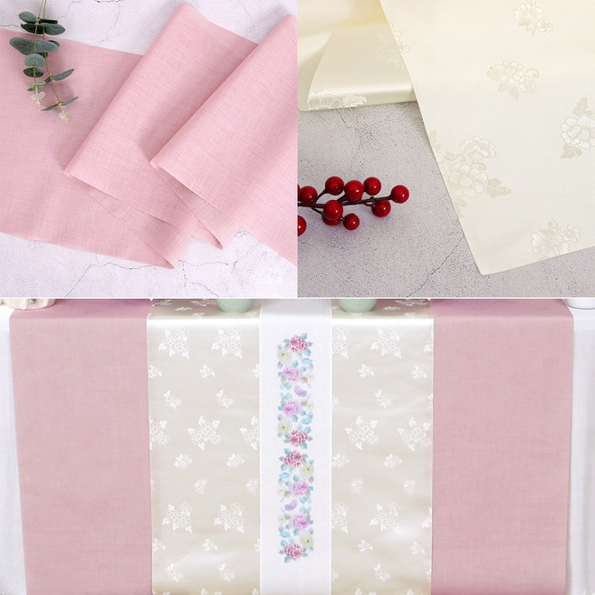 전통포인트양단 금빛금사 한복원단 테이블보, 전통포인트양단(금빛금사)180x50